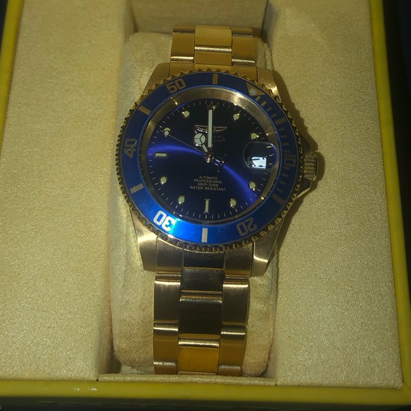 INVICTA PRO DIVER MENS AUTOMATIC GOLD - BLUE DIAL - Picture 2 of 2